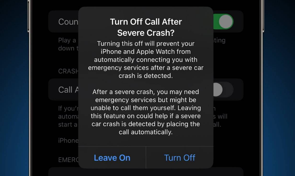 侯马苹果14维修分享 iPhone 14 和 Apple Watch 上关闭崩溃检测 