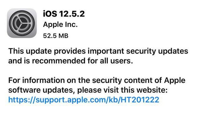 侯马苹果手机维修分享iOS12.5.2发布，建议所有老苹果用户安装 